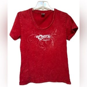 CHEER’S BOSTON Womens T Shirt Size M Red VINTAGE Cheer’s Bar Restaurant TV Show